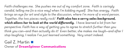 (Quote Text) Faith challenges me.  She pushes me out of my comfort zone.