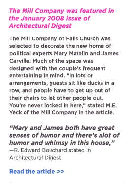(Text) The Mill Company was featured in the January 2008 issue of Architectural Digest...